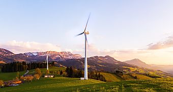 Wind farm in the mountains